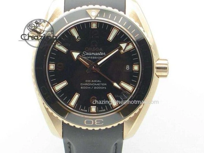 1219 Unique Planet Ocean 45mm GMT Blue DLC Black OMF Best Edition Blue Dial On Blue Gummy Strap A 8123